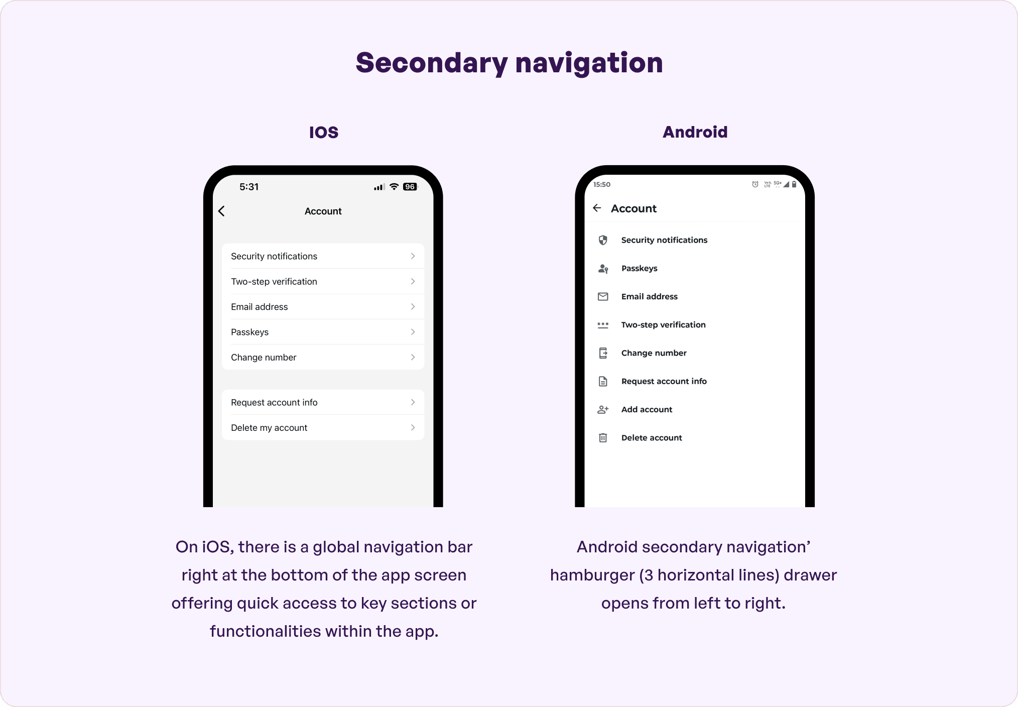 Secondary navigation